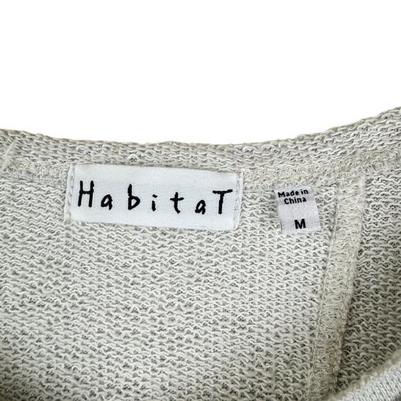 Habitat Light Gray Terry Silver Sparkle Button Raw Edge Cardigan Sweater Top - Picture 10 of 12